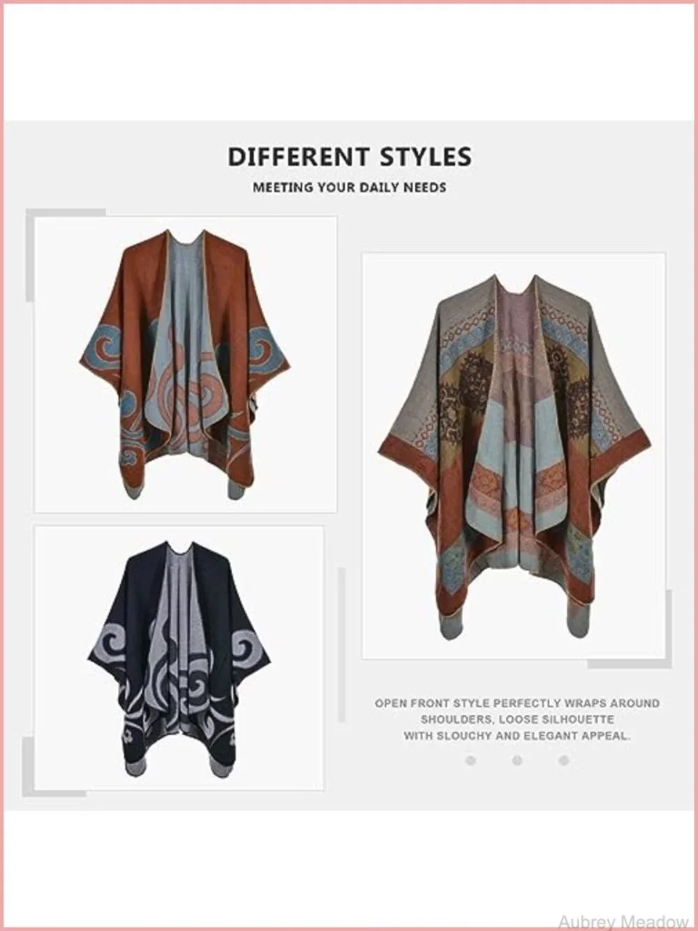 Vintage Ethnic Knit Poncho Cape Shawl Wrap Pashmina Warm Winter Cardigan